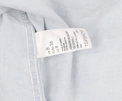 Womens UK Size 8 Topshop Blue Basic Button-Up