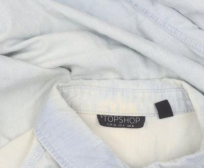 Womens UK Size 8 Topshop Blue Basic Button-Up