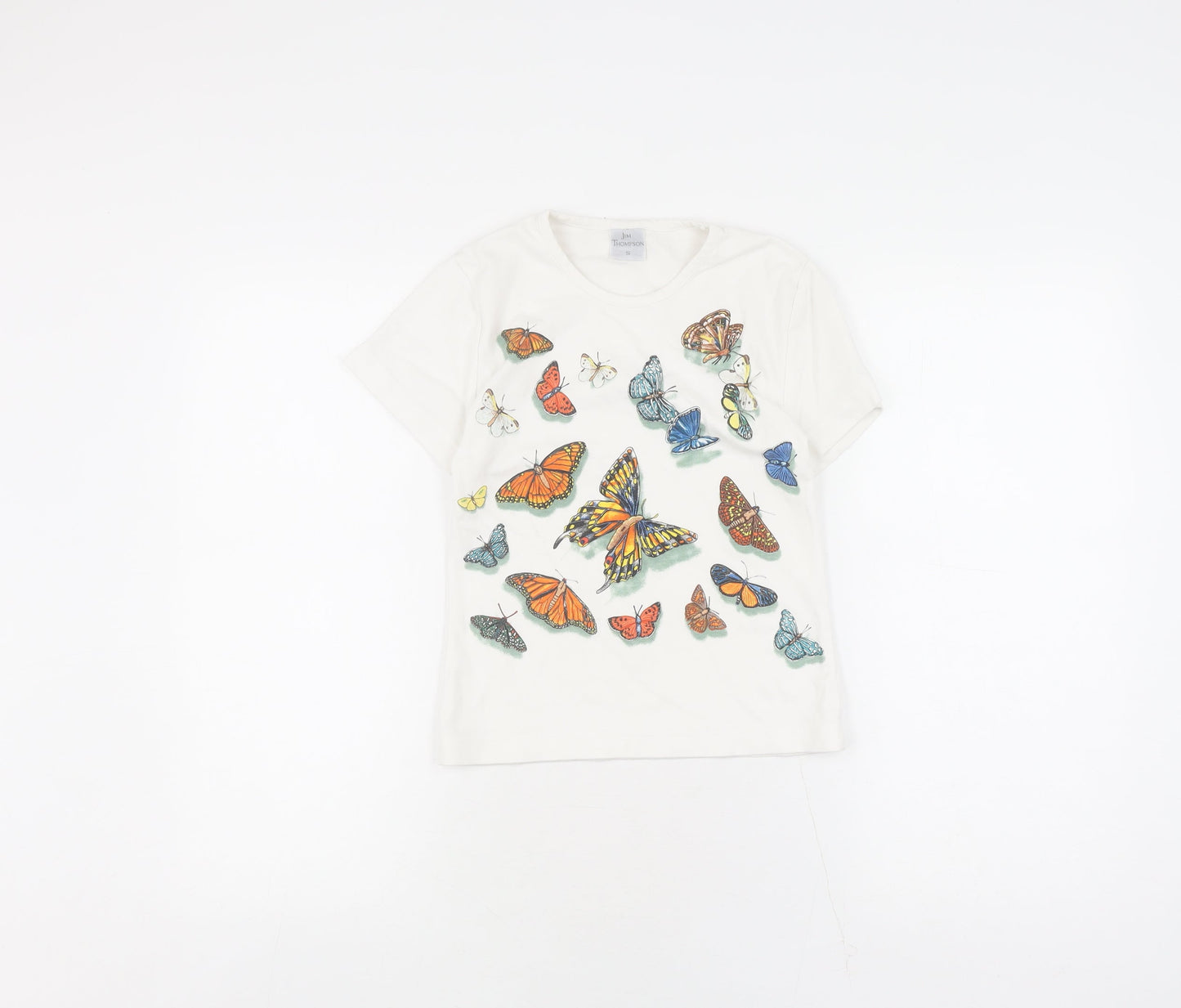 Jim Thompson White T-Shirt with Butterfly Print, Women, S