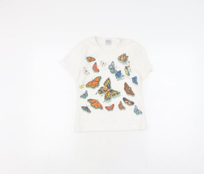 Jim Thompson White T-Shirt with Butterfly Print, Women, S