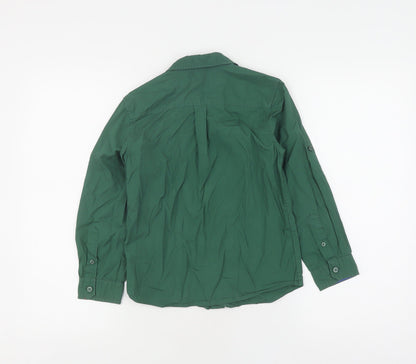 Benetton Boys Green Cotton Button-Up Shirt - Size S