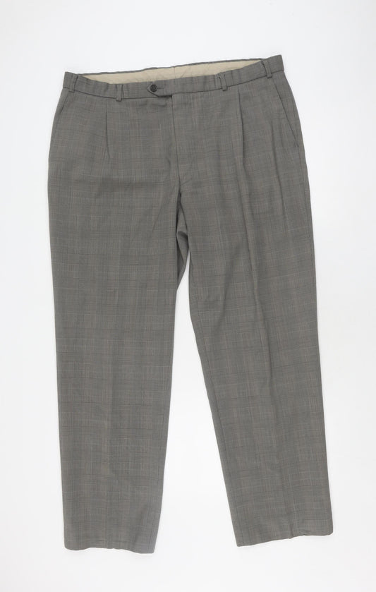 Unisex Adultss UK Size 10 Marks and Spencer Classic Fit Dress Pants Grey Trouser