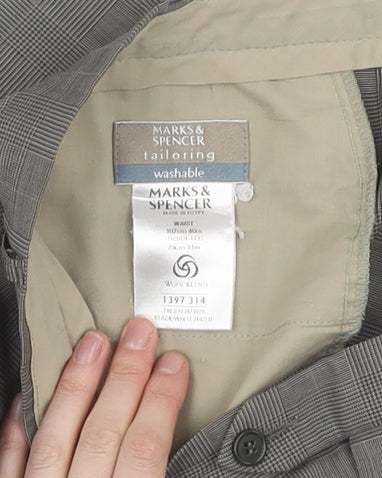Unisex Adultss UK Size 10 Marks and Spencer Classic Fit Dress Pants Grey Trouser