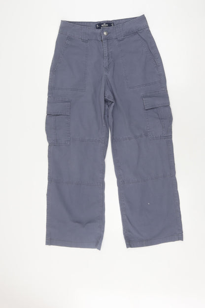 Hollister Boys Grey Cargo Trousers XS Relaxed Fit Casual