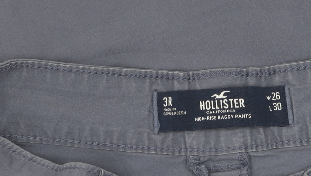 Hollister Boys Grey Cargo Trousers XS Relaxed Fit Casual