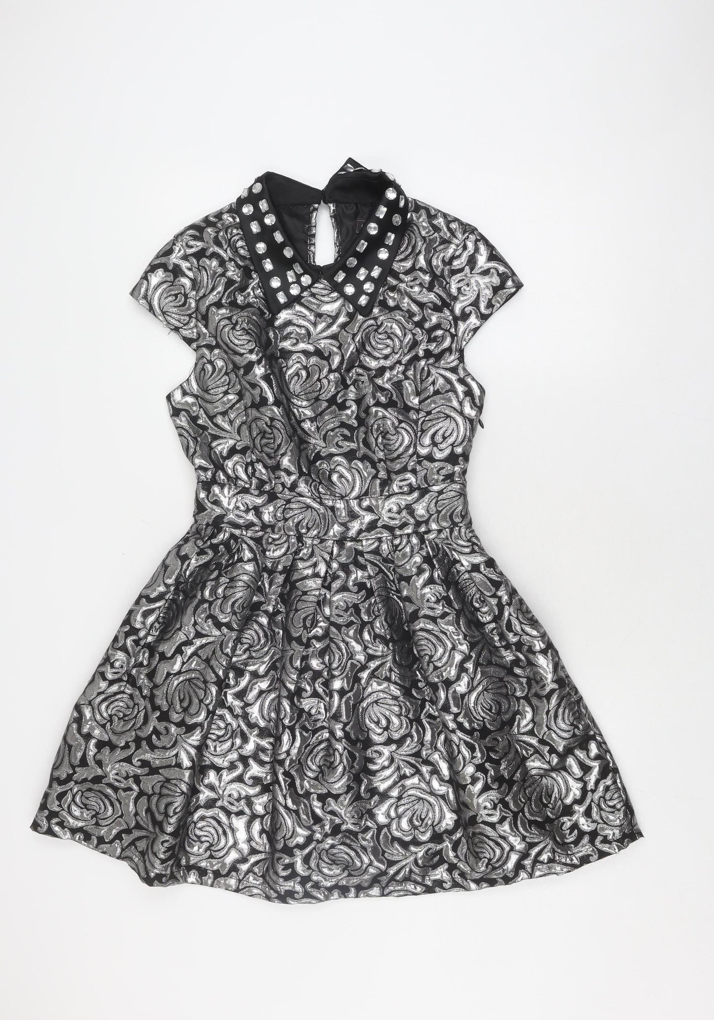 Boohoo Boutique Women's Black Floral Fit & Flare Short Dress