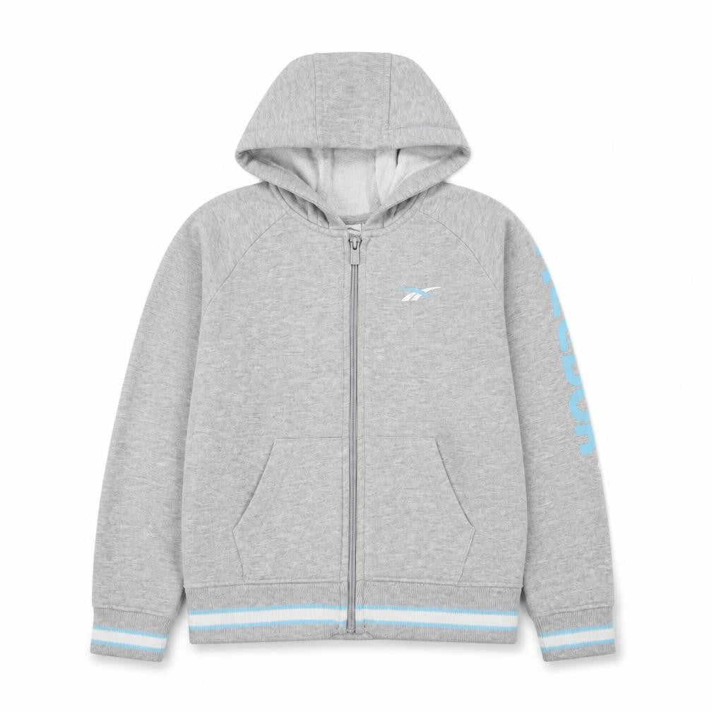 Front view of Reebok boys’ grey full zip hoodie 11-12 years