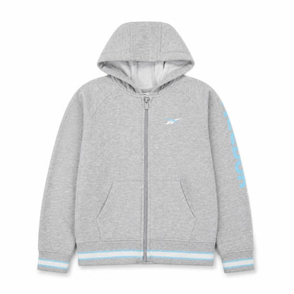 Front view of Reebok boys’ grey full zip hoodie 11-12 years