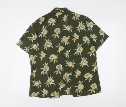 Eastex Women's Green Floral Blouse, Size 14, Short Sleeve