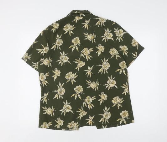 Eastex Women's Green Floral Blouse, Size 14, Short Sleeve