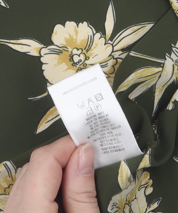 Eastex Women's Green Floral Blouse, Size 14, Short Sleeve