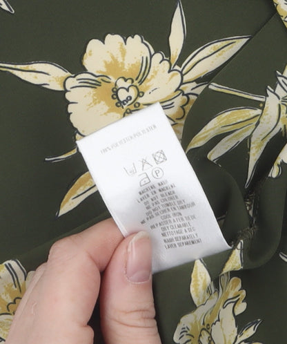 Eastex Women's Green Floral Blouse, Size 14, Short Sleeve