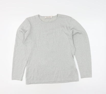 Womens UK Size 2 Jacques Vert Silver Pullover Jumper