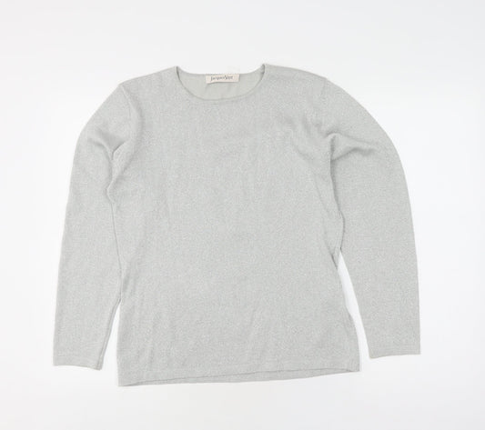 Womens UK Size 2 Jacques Vert Silver Pullover Jumper