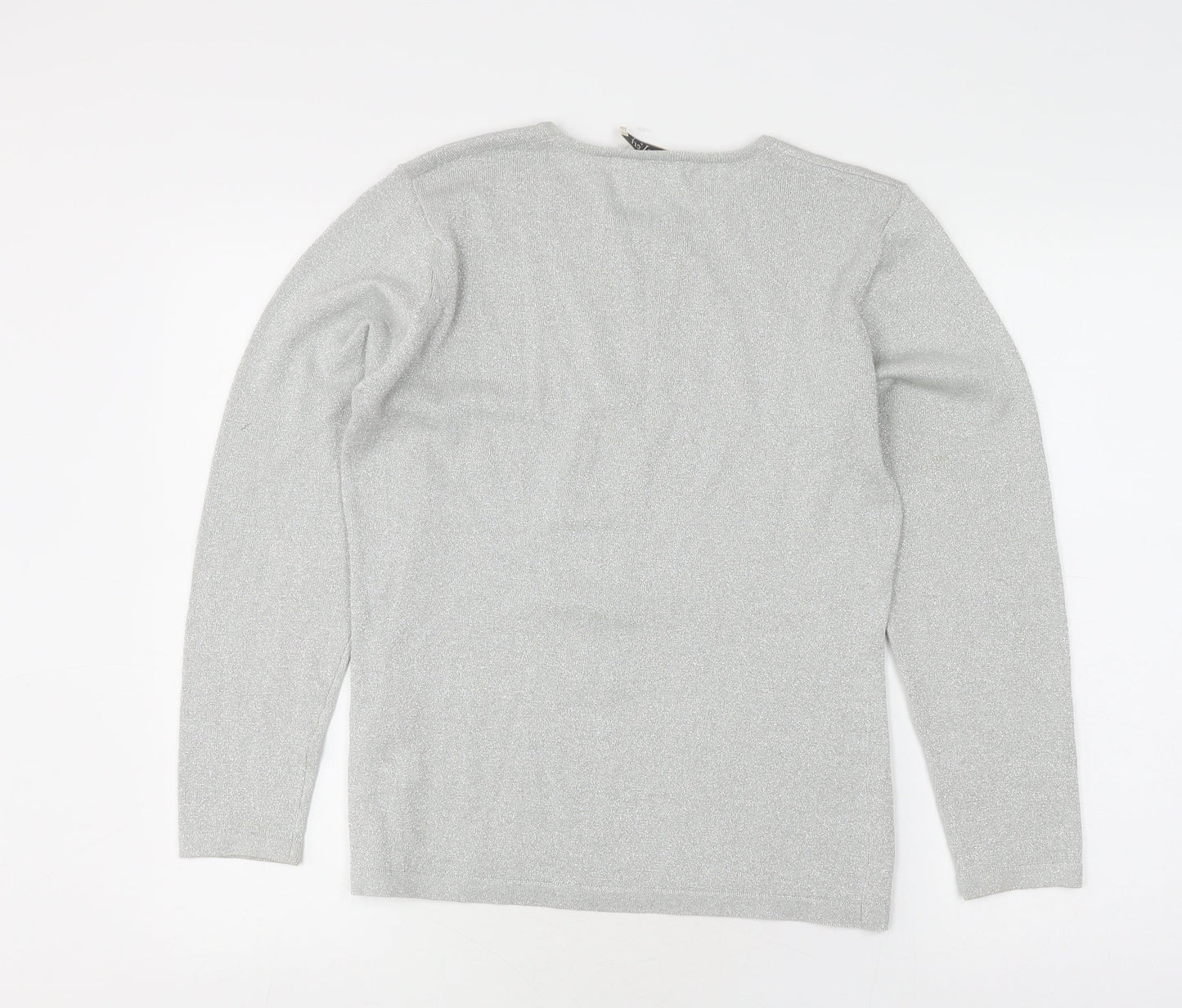 Womens UK Size 2 Jacques Vert Silver Pullover Jumper