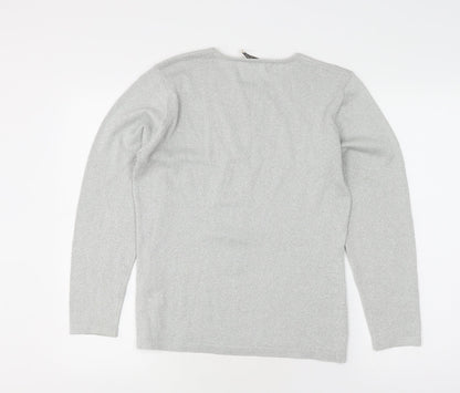 Womens UK Size 2 Jacques Vert Silver Pullover Jumper
