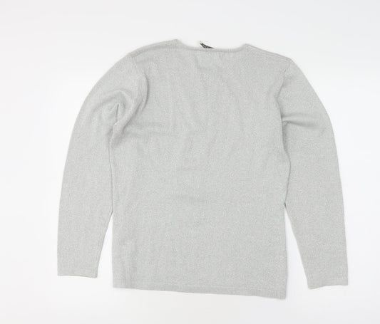 Womens UK Size 2 Jacques Vert Silver Pullover Jumper