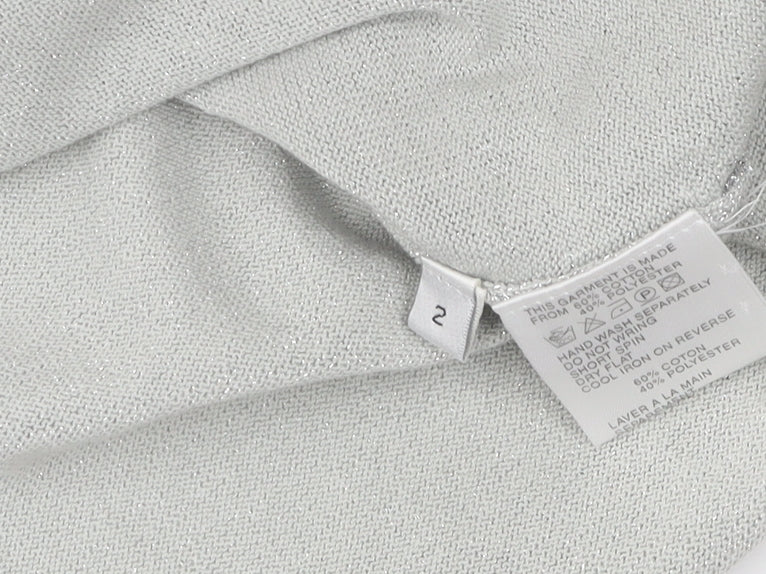 Womens UK Size 2 Jacques Vert Silver Pullover Jumper