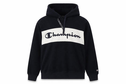 Front view of Champion unisex small black pullover hoodie