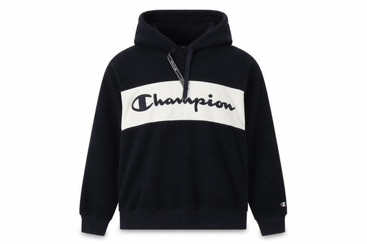Front view of Champion unisex small black pullover hoodie