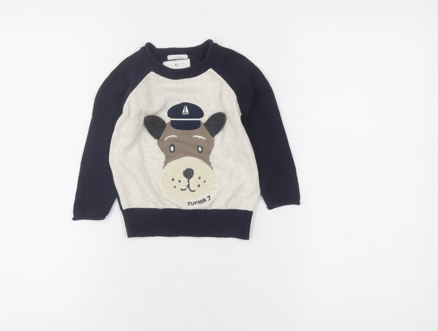 Junior J Unisex Baby Blue Animal Pullover Jumper 12-18 Months
