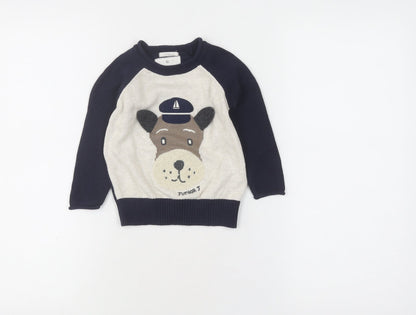 Junior J Unisex Baby Blue Animal Pullover Jumper 12-18 Months