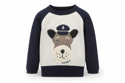 Junior J Unisex Baby Blue Animal Pullover Jumper 12-18 Months