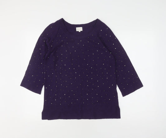 East Women's Purple Sequin Pullover Jumper XS