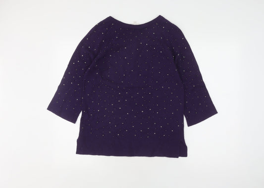 East Women's Purple Sequin Pullover Jumper XS