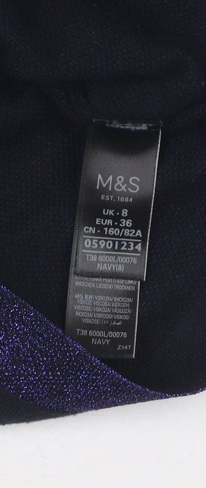 Womens UK Size 8 Marks and Spencer Blue Tunic Jumper