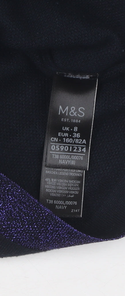 Womens UK Size 8 Marks and Spencer Blue Tunic Jumper