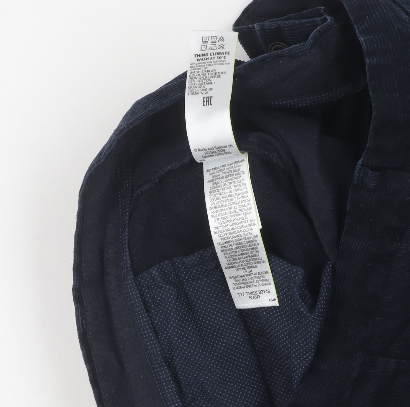 Marks and Spencer Men's Blue Slim Trousers 38