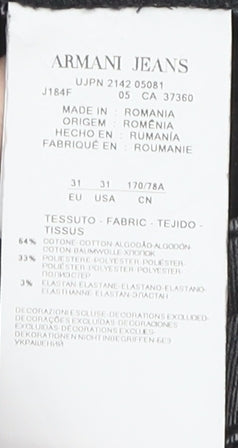 Armani Jeans Men Grey Slim Fit Denim Size 31