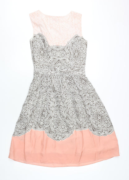 Laura Ashley Women's Pink Silk A-Line Dress, Size 8