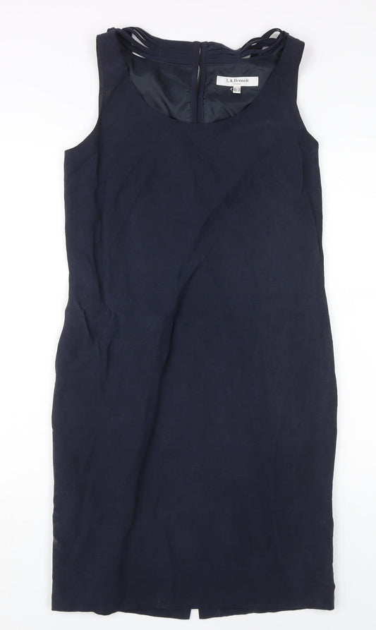 L.K. Bennett Women's Blue Sheath Dress, Size 8, Silk Blend