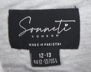 Sonneti Girls Grey Full Zip Hoodie 12-13 Years Cotton Blend