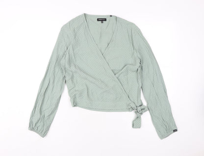 Womens UK Size 12 Superdry Green Wrap Blouse