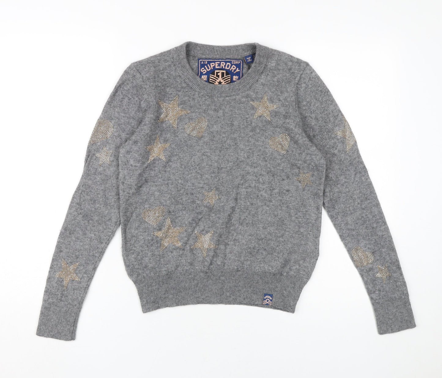 Womens UK Size 12 Superdry Grey Pullover Jumper