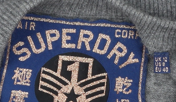 Womens UK Size 12 Superdry Grey Pullover Jumper
