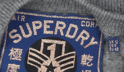 Womens UK Size 12 Superdry Grey Pullover Jumper