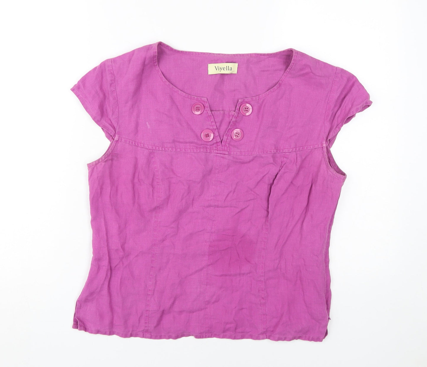 Womens UK Size 12 Viyella Pink Basic Blouse