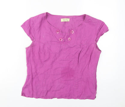 Womens UK Size 12 Viyella Pink Basic Blouse
