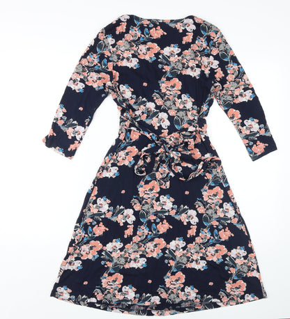 FatFace Women's Floral Wrap Dress, Multicoloured, Size 10