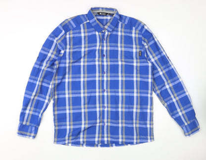 Regatta Men's Blue Plaid Long Sleeve Shirt L