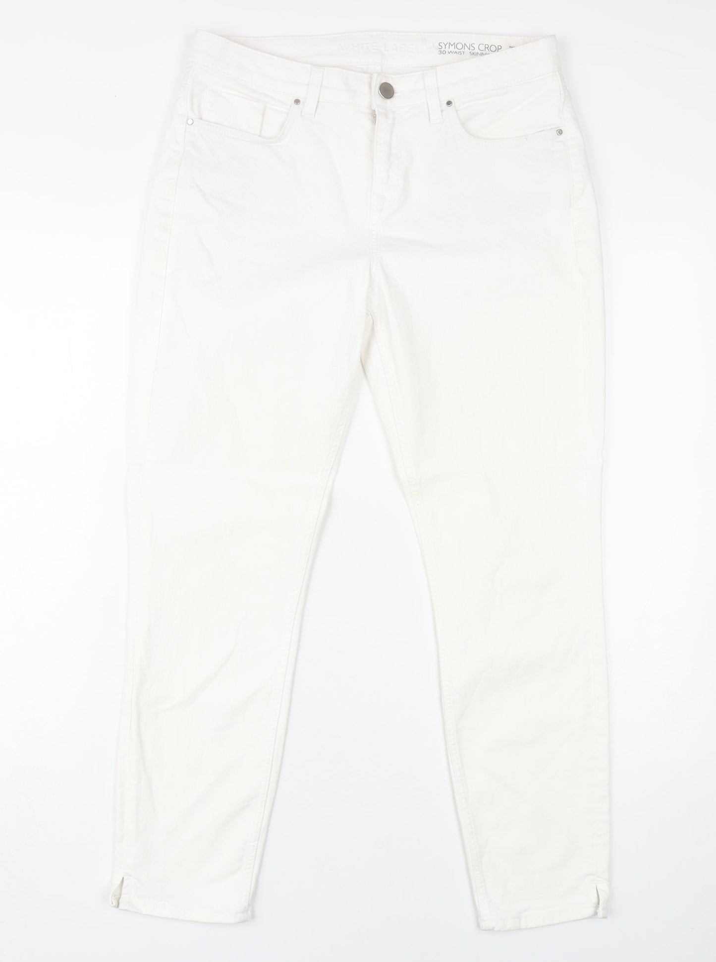 Womens UK Size 12 White Label Slim Fit Cropped White Jeans