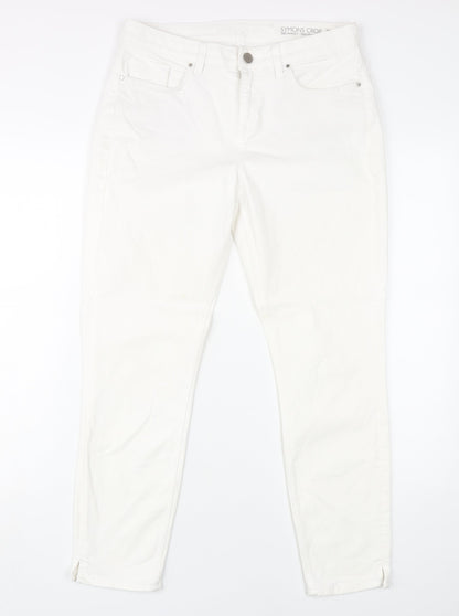 Womens UK Size 12 White Label Slim Fit Cropped White Jeans