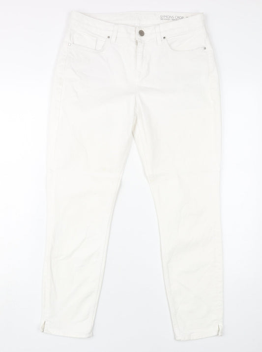 Womens UK Size 12 White Label Slim Fit Cropped White Jeans