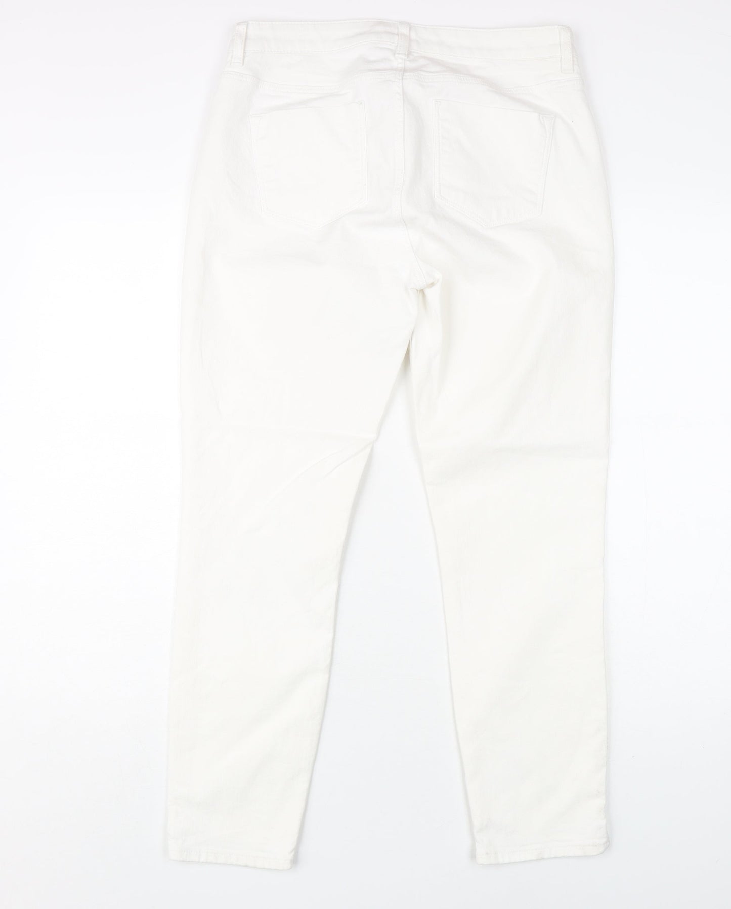 Womens UK Size 12 White Label Slim Fit Cropped White Jeans