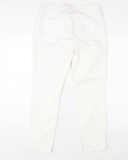 Womens UK Size 12 White Label Slim Fit Cropped White Jeans