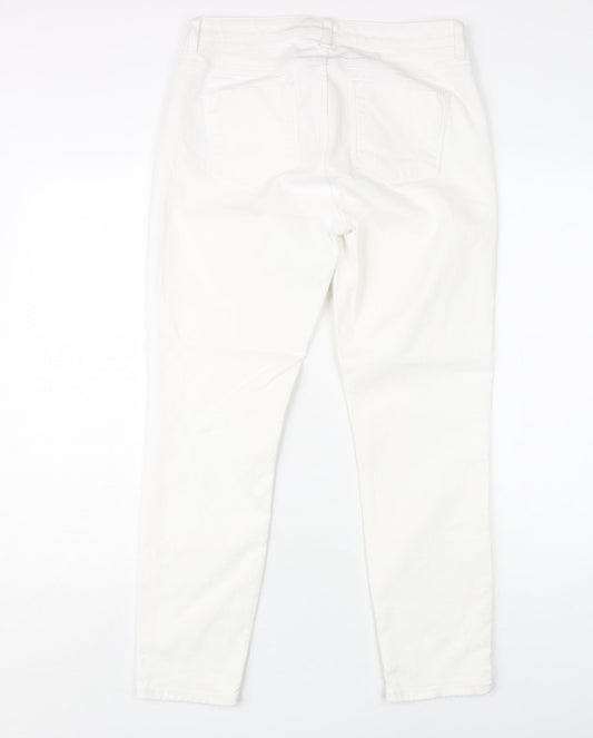 Womens UK Size 12 White Label Slim Fit Cropped White Jeans